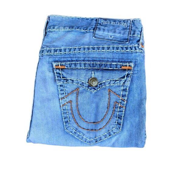 Rare True Religion Jeans Size 40 RICKY FLAP T Orange Stitch - Picture 3 of 13